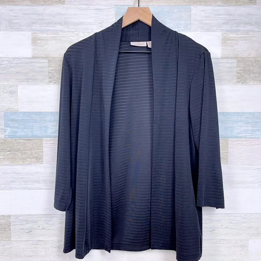 Chicos Easywear Stretchy Open Cardigan Sweater Black Vintage Womens 2 Large